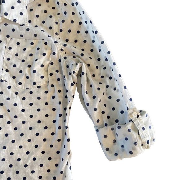 So Perfect button down long sleeve Shirt black and white polka dot size Large - Picture 6 of 8